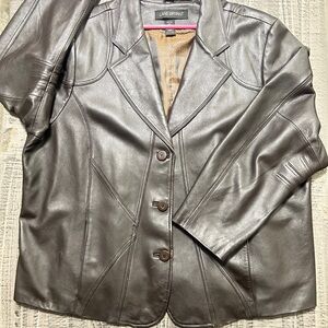 Lane Bryant Women's Dark Brown Leather Blazer Jacket